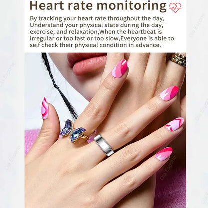 Smart Ring Health Tracker - Heart Rate & Sleep Monitor | Wahooly New Smart Ring Men Women, Heart Rate Blood Oxygen and Sleep Monitor Smart ring IP68 & 5ATM Waterproof, Multi-sport Mode Ring