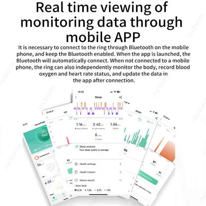 Smart Ring Health Tracker - Heart Rate & Sleep Monitor | Wahooly New Smart Ring Men Women, Heart Rate Blood Oxygen and Sleep Monitor Smart ring IP68 & 5ATM Waterproof, Multi-sport Mode Ring