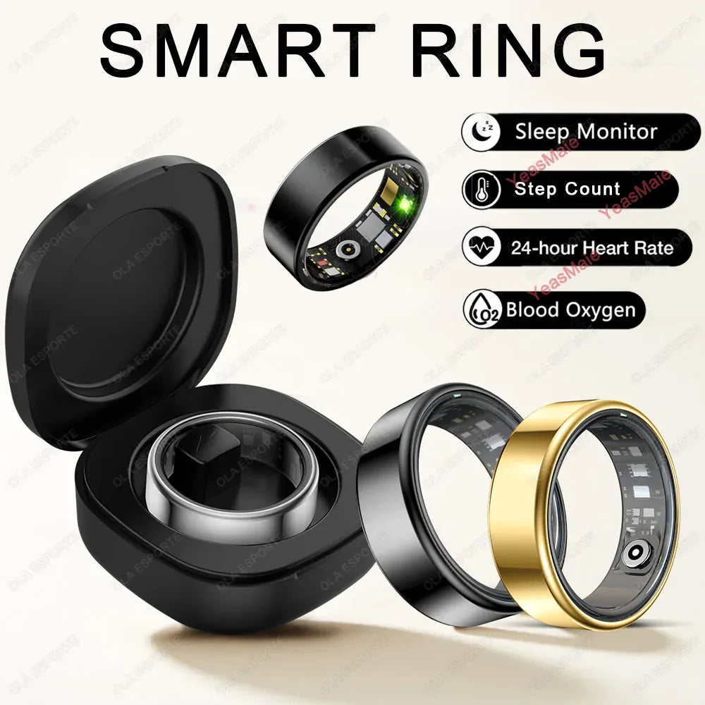 Smart Ring Health Tracker - Heart Rate & Sleep Monitor | Wahooly New Smart Ring Men Women, Heart Rate Blood Oxygen and Sleep Monitor Smart ring IP68 & 5ATM Waterproof, Multi-sport Mode Ring