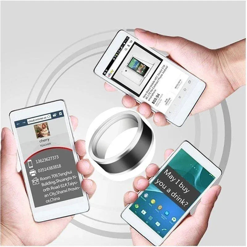 Waterproof NFC Smart Ring - Android Phone Control | Wahooly NFC Smart Finger Ring for Women Men Waterproof Intelligent Wear Connect Android Phone Equipment Fashion Stainless Steel Rings