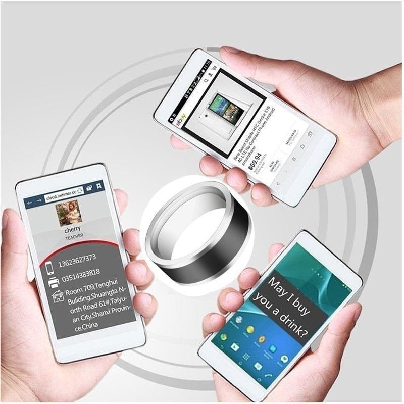 Waterproof NFC Smart Ring - Android Phone Control | Wahooly NFC Smart Finger Ring for Women Men Waterproof Intelligent Wear Connect Android Phone Equipment Fashion Stainless Steel Rings