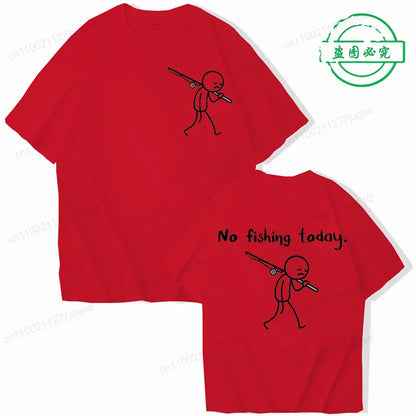 No Fishing Today Fisherman Humor Graphic T-Shirt Summer Gift for Anglers | Wahooly "No Fishing Today" Fisherman Humor Graphic T-Shirt – Casual Summer Tee for Men, Gift for Anglers