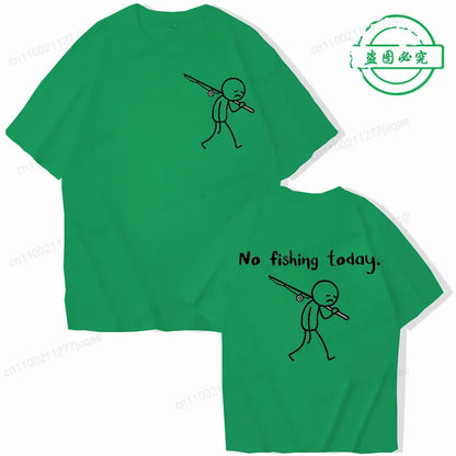 No Fishing Today Fisherman Humor Graphic T-Shirt Summer Gift for Anglers | Wahooly "No Fishing Today" Fisherman Humor Graphic T-Shirt – Casual Summer Tee for Men, Gift for Anglers