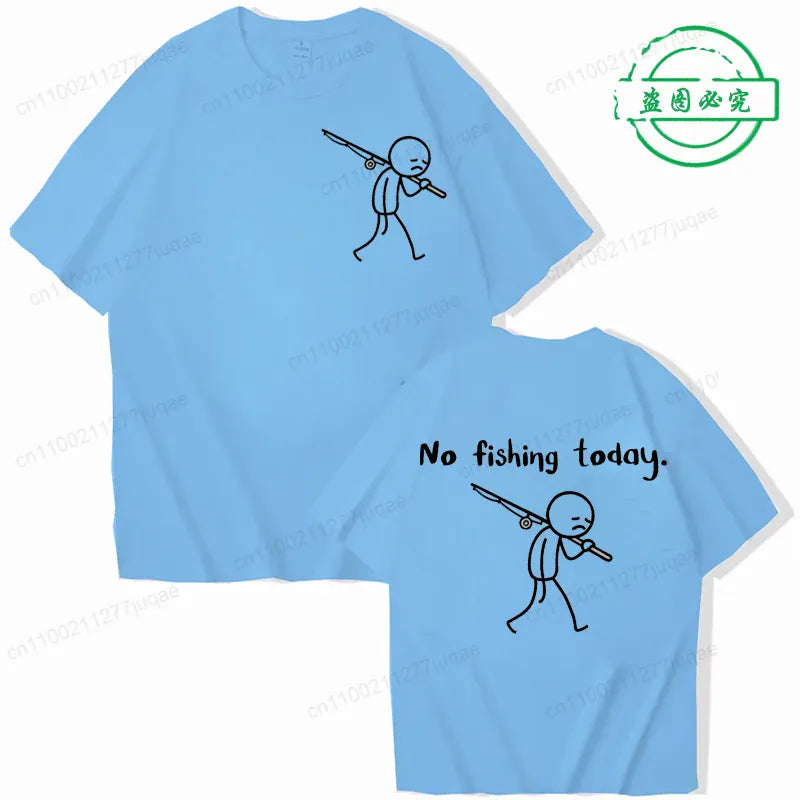 No Fishing Today Fisherman Humor Graphic T-Shirt Summer Gift for Anglers | Wahooly "No Fishing Today" Fisherman Humor Graphic T-Shirt – Casual Summer Tee for Men, Gift for Anglers