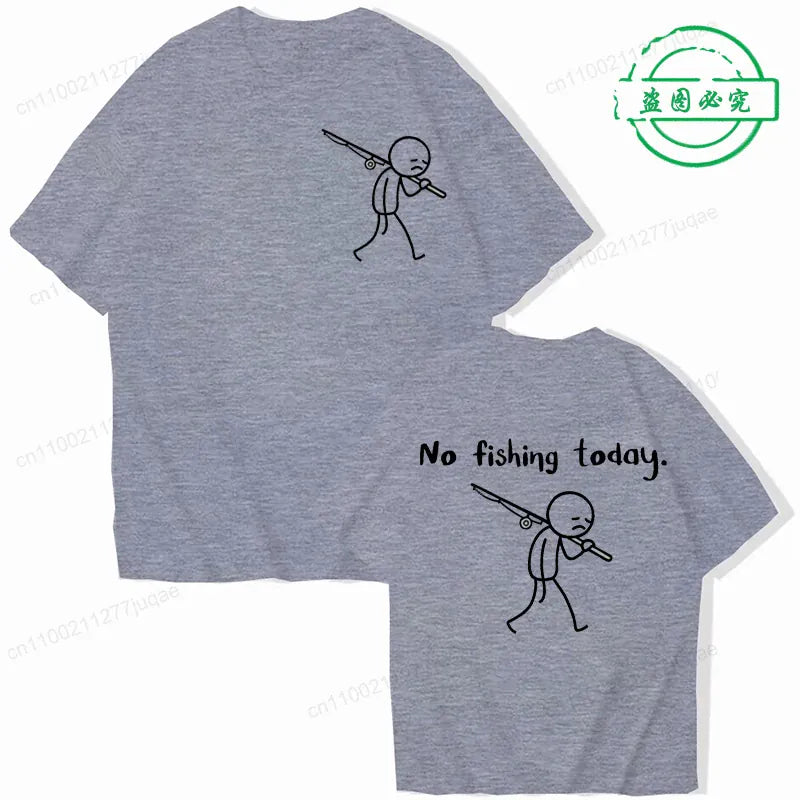 No Fishing Today Fisherman Humor Graphic T-Shirt Summer Gift for Anglers | Wahooly "No Fishing Today" Fisherman Humor Graphic T-Shirt – Casual Summer Tee for Men, Gift for Anglers