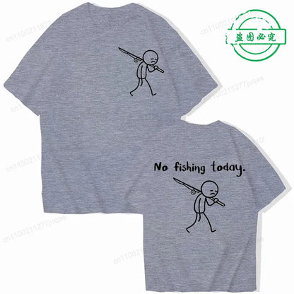 No Fishing Today Fisherman Humor Graphic T-Shirt Summer Gift for Anglers | Wahooly "No Fishing Today" Fisherman Humor Graphic T-Shirt – Casual Summer Tee for Men, Gift for Anglers