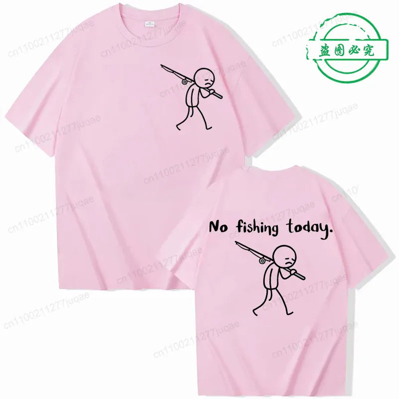 No Fishing Today Fisherman Humor Graphic T-Shirt Summer Gift for Anglers | Wahooly "No Fishing Today" Fisherman Humor Graphic T-Shirt – Casual Summer Tee for Men, Gift for Anglers
