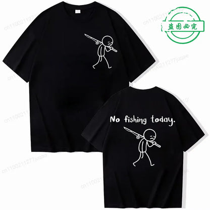 No Fishing Today Fisherman Humor Graphic T-Shirt Summer Gift for Anglers | Wahooly "No Fishing Today" Fisherman Humor Graphic T-Shirt – Casual Summer Tee for Men, Gift for Anglers