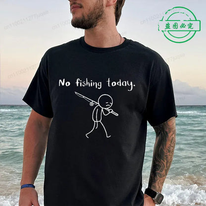 No Fishing Today Fisherman Humor Graphic T-Shirt Summer Gift for Anglers | Wahooly "No Fishing Today" Fisherman Humor Graphic T-Shirt – Casual Summer Tee for Men, Gift for Anglers