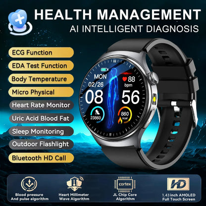 Nursing Grade Health Smart Watch – ECG, Body Fat, BP & Blood Oxygen | Wahooly Nursing Grade Health Smart Watch – ECG, Body Fat, Blood Oxygen & BP Monitor | HD AMOLED