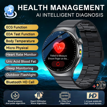 Nursing Grade Health Smart Watch – ECG, Body Fat, BP & Blood Oxygen | Wahooly Nursing Grade Health Smart Watch – ECG, Body Fat, Blood Oxygen & BP Monitor | HD AMOLED