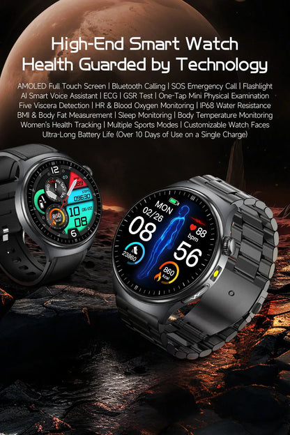 Nursing Grade Health Smart Watch – ECG, Body Fat, BP & Blood Oxygen | Wahooly Nursing Grade Health Smart Watch – ECG, Body Fat, Blood Oxygen & BP Monitor | HD AMOLED