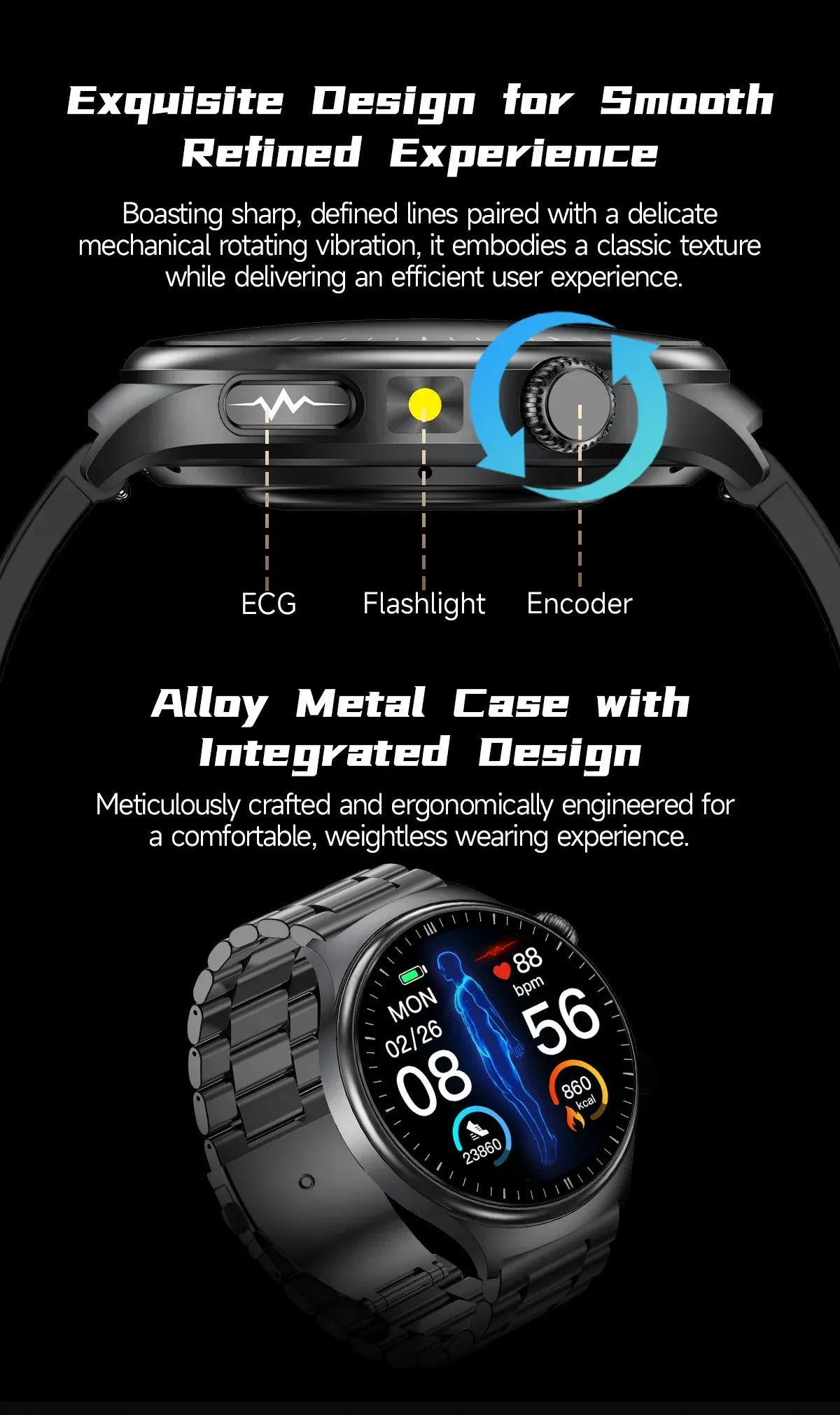 Nursing Grade Health Smart Watch – ECG, Body Fat, BP & Blood Oxygen | Wahooly Nursing Grade Health Smart Watch – ECG, Body Fat, Blood Oxygen & BP Monitor | HD AMOLED