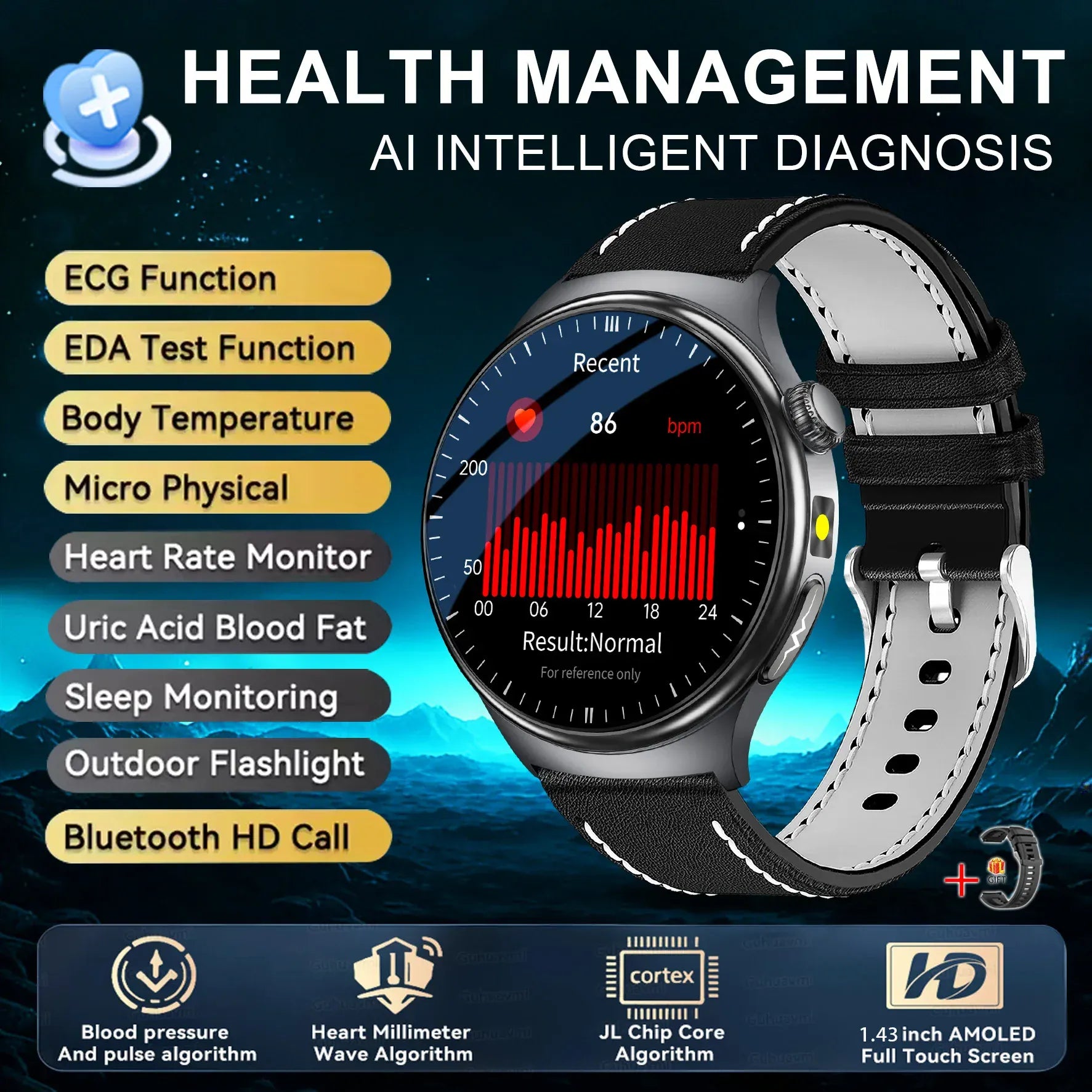 Nursing Grade Health Smart Watch – ECG, Body Fat, BP & Blood Oxygen | Wahooly Nursing Grade Health Smart Watch – ECG, Body Fat, Blood Oxygen & BP Monitor | HD AMOLED
