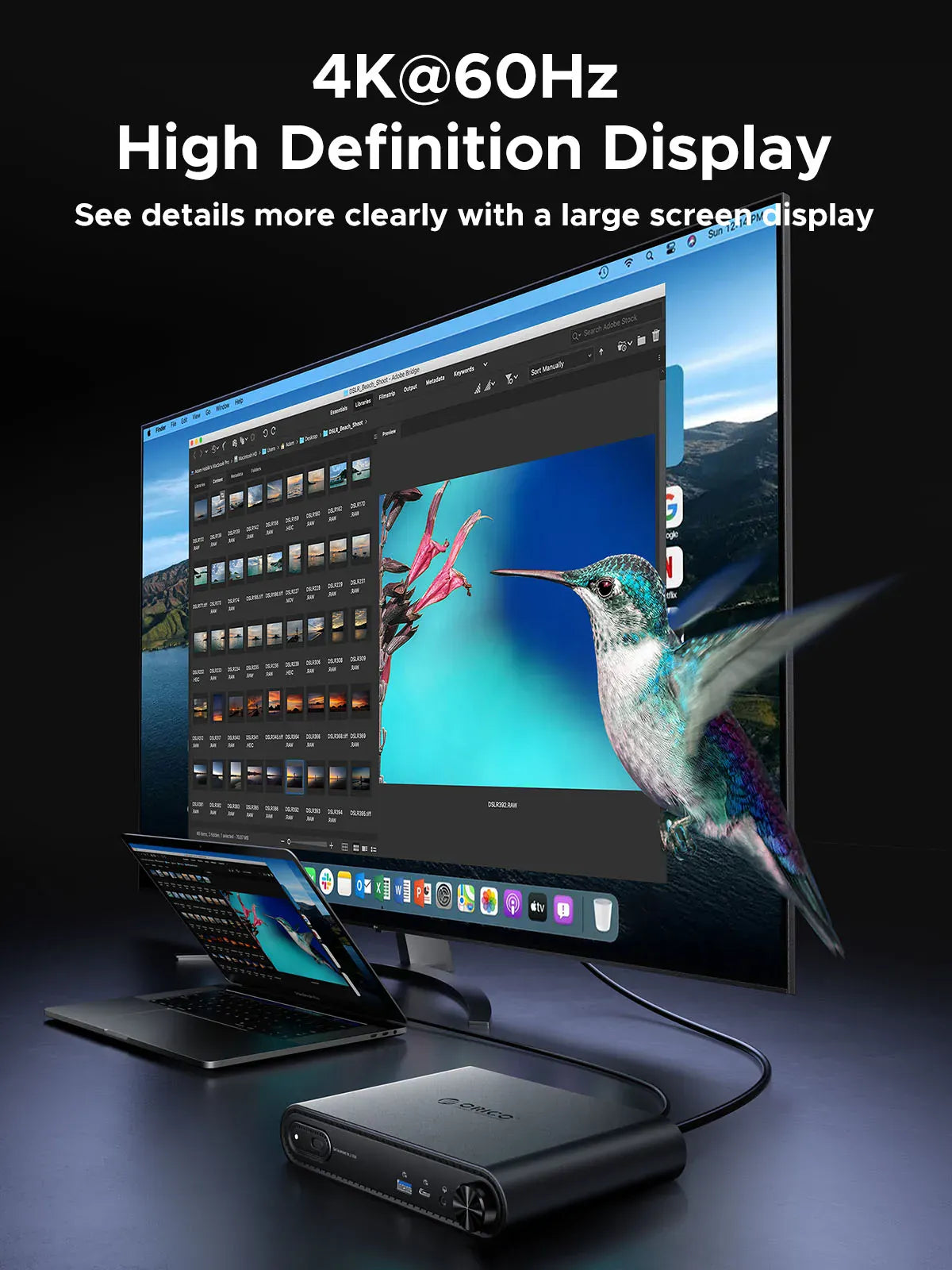 ORICO 10 in1 USB C Docking Dtation with M.2 SSD Enclosure PD100W Charging Ethernet 4K60Hz HDMI-com 3.5mm Audio Volume Control ORICO 10 in1 USB C Docking Dtation with M.2 SSD Enclosure PD100W Charging Ethernet 4K60Hz HDMI-com 3.5mm Audio Volume Control