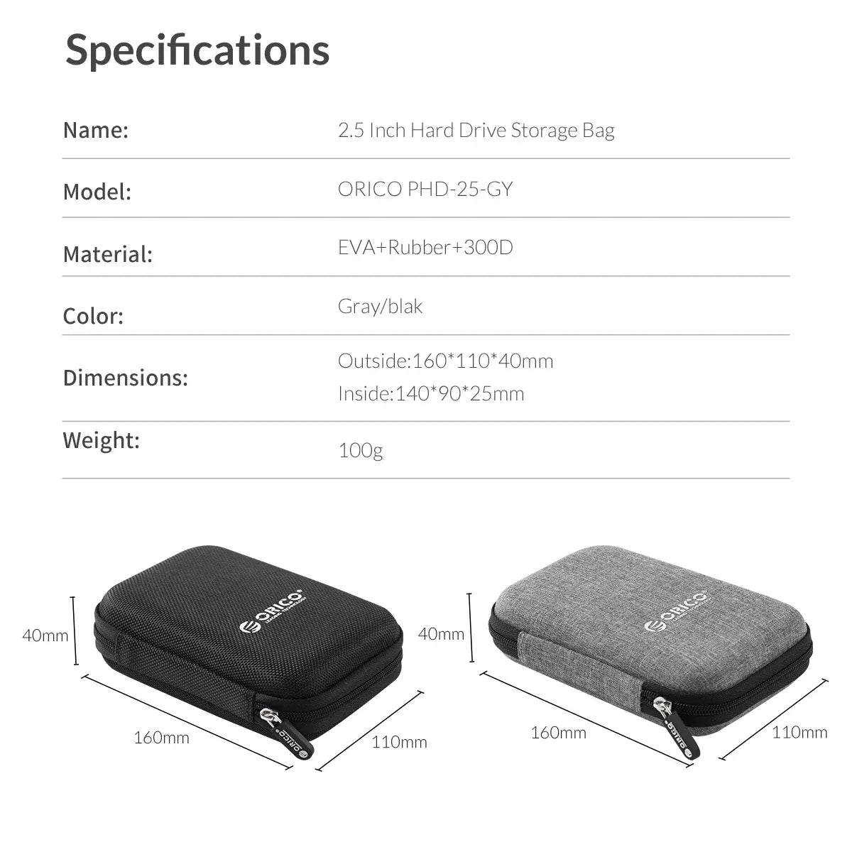 ORICO 2.5 Inch HDD Box Bag  Portable Hard Drive Bag ORICO 2.5 Inch HDD Box Bag  Portable Hard Drive Bag