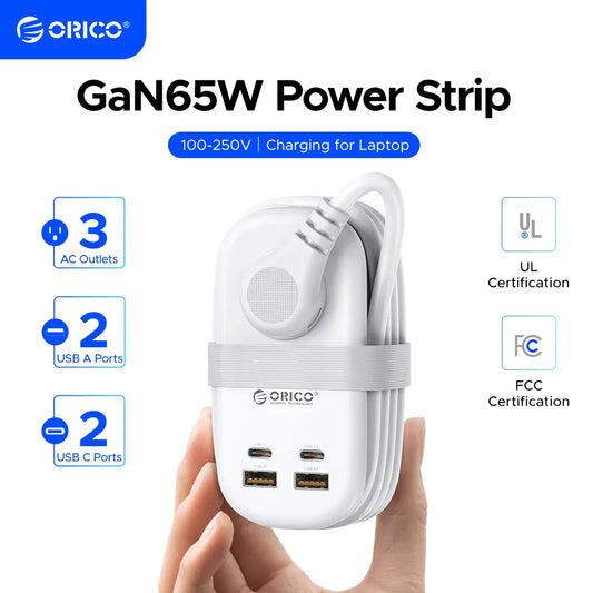 ORICO 65W Power Strip Fast Charging US Plug 3AC Outlets 2 USB 1 Type C ORICO 65W Power Strip Fast Charging US Plug 3AC Outlets 2 USB 1 Type C