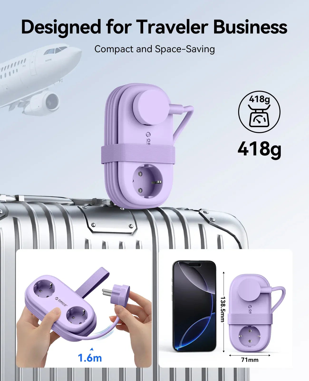 ORICO Cable-Wrap Portable Travel Power Strip 65W GaN Fast Charging Station with 2 AC Outlets 2 USB 2 Type-C EU Plug Adapter Home ORICO Cable-Wrap Portable Travel Power Strip 65W GaN Fast Charging Station with 2 AC Outlets 2 USB 2 Type-C EU Plug Adapter Home