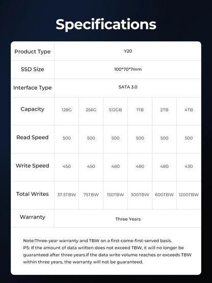 ORICO Y20 2.5'' SATA SSD 128GB 256B 512GB ORICO Y20 2.5'' SATA SSD 128GB 256B 512GB