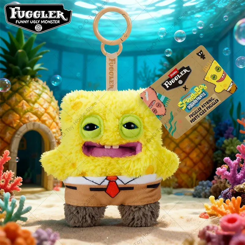 Fuggler x SpongeBob SquarePants Keychain - Original Crossover | Wahooly Original Fuggler Funny Ugly Teeth Monster Plush Toys Keychain Fugglers SpongeBob SquarePants Series Peluche Doll Key Rings Gifts