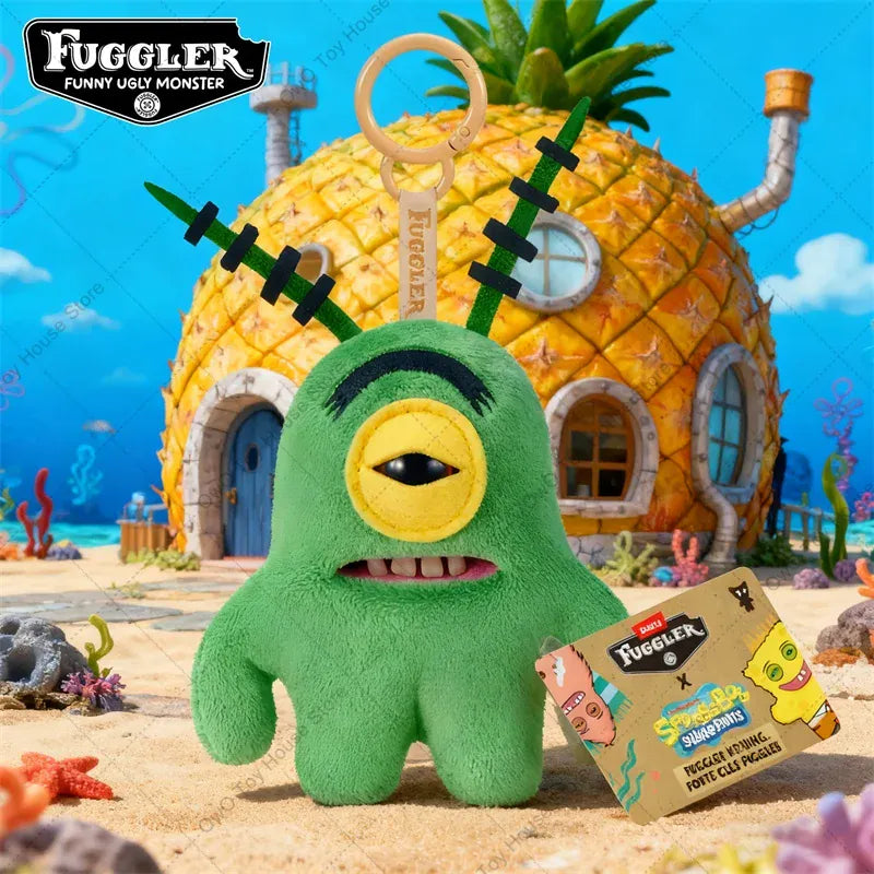 Fuggler x SpongeBob SquarePants Keychain - Original Crossover | Wahooly Original Fuggler Funny Ugly Teeth Monster Plush Toys Keychain Fugglers SpongeBob SquarePants Series Peluche Doll Key Rings Gifts