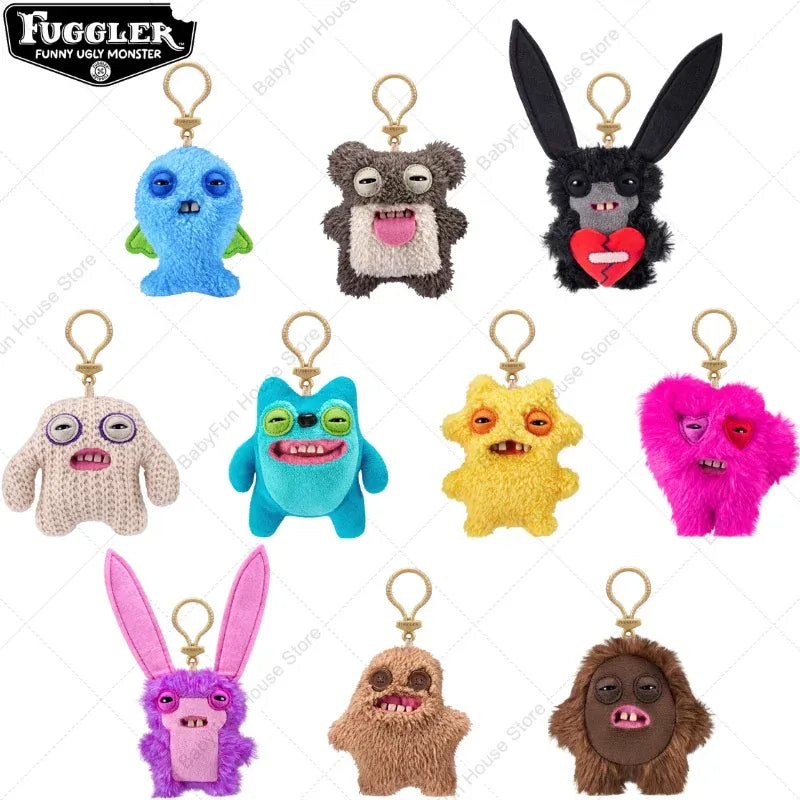 Original Fuggler Keychain - Wide Eyed Weirdo Plush Monster | Wahooly Original Fuggler Ugly Teeth Monsters Plush Toys Keychains Fugglers Wide Eyed Weirdo Annoyed Alien Rabbit Peluche Dolls Pendants