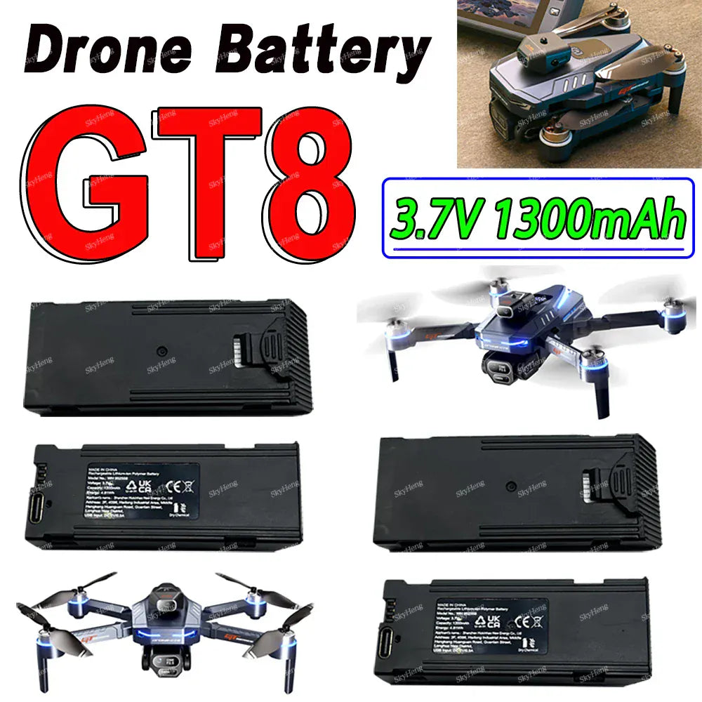 GT8 Drone Battery 8-Pack 3.7V 1300mAh - Original LSRC (Drone NOT Included) Original LSRC GT8 Drone Battery 3.7V 1300MAh Battery For GT8 RC Quadcopter Replacement Battery GT8 Accessory Parts