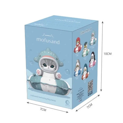 Mofusand Shark Cat Octopus Cat Blind Box Figurines - Swimming Ring Series Original Mofusand In Stock Shark Cat Octopus Cat Pufferfish Cat Swimming Ring Series Blind Box Figurine Model Toys Gifts