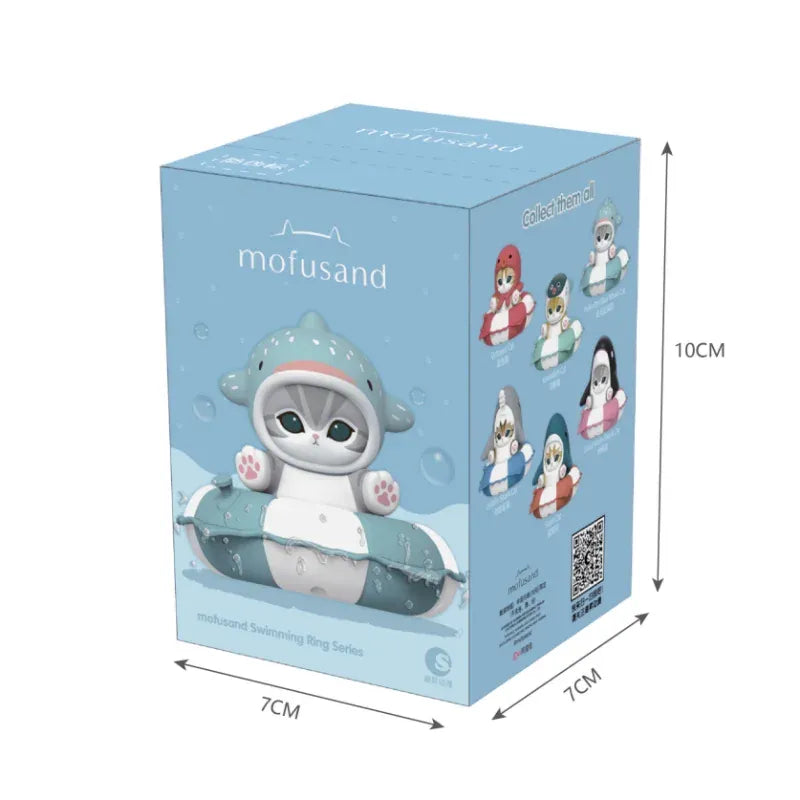 Mofusand Shark Cat Octopus Cat Blind Box Figurines - Swimming Ring Series Original Mofusand In Stock Shark Cat Octopus Cat Pufferfish Cat Swimming Ring Series Blind Box Figurine Model Toys Gifts