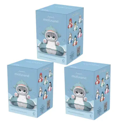 Mofusand Shark Cat Octopus Cat Blind Box Figurines - Swimming Ring Series Original Mofusand In Stock Shark Cat Octopus Cat Pufferfish Cat Swimming Ring Series Blind Box Figurine Model Toys Gifts