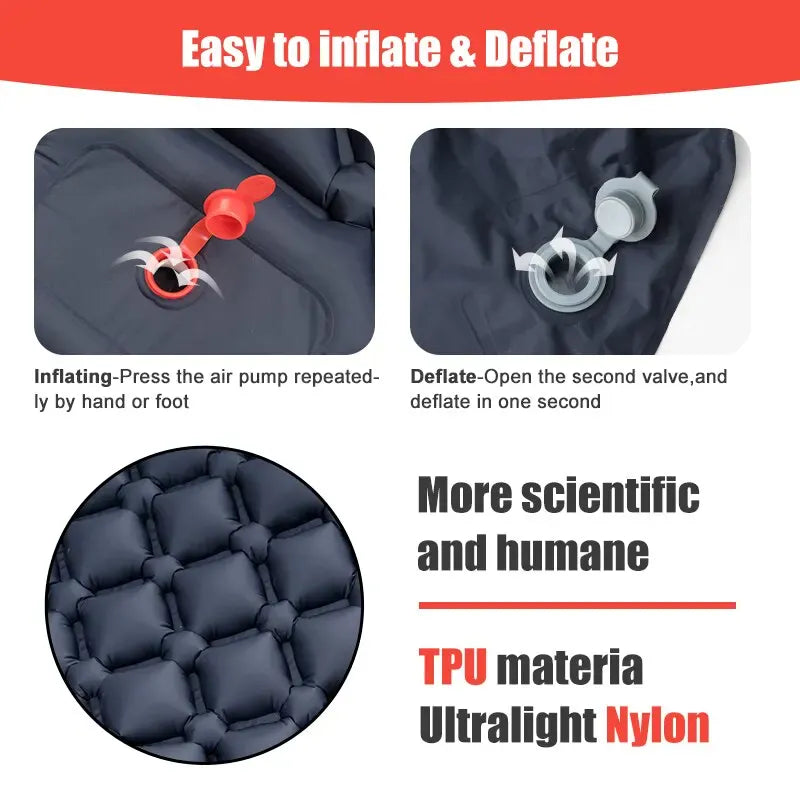 Outdoor Camping Inflatable Mattress Sleeping Pad With Pillows Ultralight Air Mat Built In Inflator Pump Hiking Outdoor Camping Inflatable Mattress Sleeping Pad With Pillows Ultralight Air Mat Built In Inflator Pump Hiking