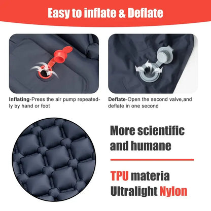 Outdoor Camping Inflatable Mattress Sleeping Pad With Pillows Ultralight Air Mat Built In Inflator Pump Hiking Outdoor Camping Inflatable Mattress Sleeping Pad With Pillows Ultralight Air Mat Built In Inflator Pump Hiking