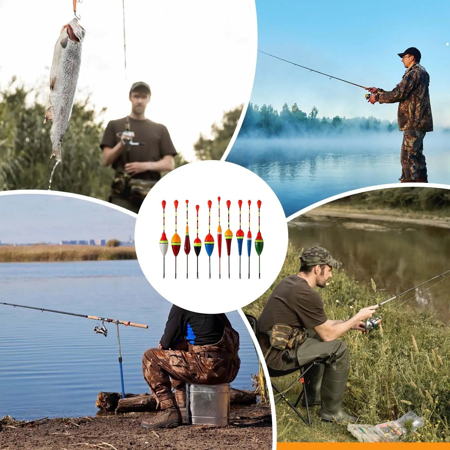 Oval Hard Foam Fishing Bobbers 10-Pack Sliding Buoys – Wahooly Oval Hard Foam Fishing Bobbers – 10-Pack Sliding Buoys for Trout & Bass
