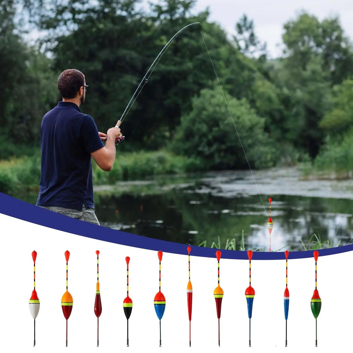 Oval Hard Foam Fishing Bobbers 10-Pack Sliding Buoys – Wahooly Oval Hard Foam Fishing Bobbers – 10-Pack Sliding Buoys for Trout & Bass