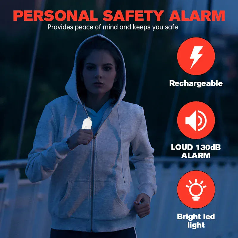 Personal SOS Defense Alarm 130dB With LED Light Rechargeable Personal SOS Defense Alarm 130dB With LED Light Rechargeable