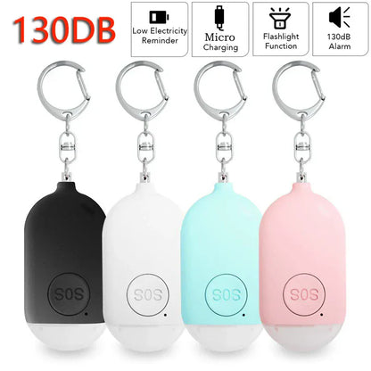 Personal SOS Defense Alarm 130dB With LED Light Rechargeable Personal SOS Defense Alarm 130dB With LED Light Rechargeable