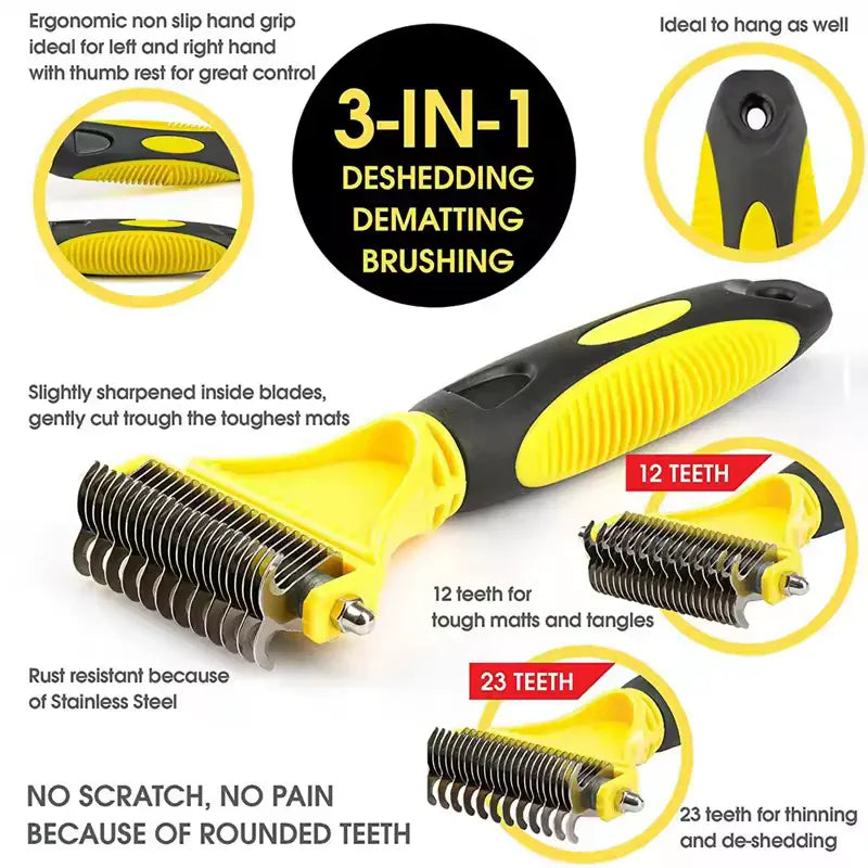 Pet Comb and Grooming Brush Two-Sided Cat Hair Brush Undercoat Rake Comb for Dog Cat Remove Knots Tangles Pet Hair Comb Artifact Pet Comb and Grooming Brush Two-Sided Cat Hair Brush Undercoat Rake Comb for Dog Cat Remove Knots Tangles Pet Hair Comb Artifact