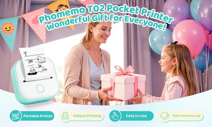 Phomemo T02 Mini Thermal Sticker Printer | Wireless, Inkless, iOS & Android Phomemo T02 Mini Thermal Sticker Printer – Wireless, Inkless & Portable | iOS & Android