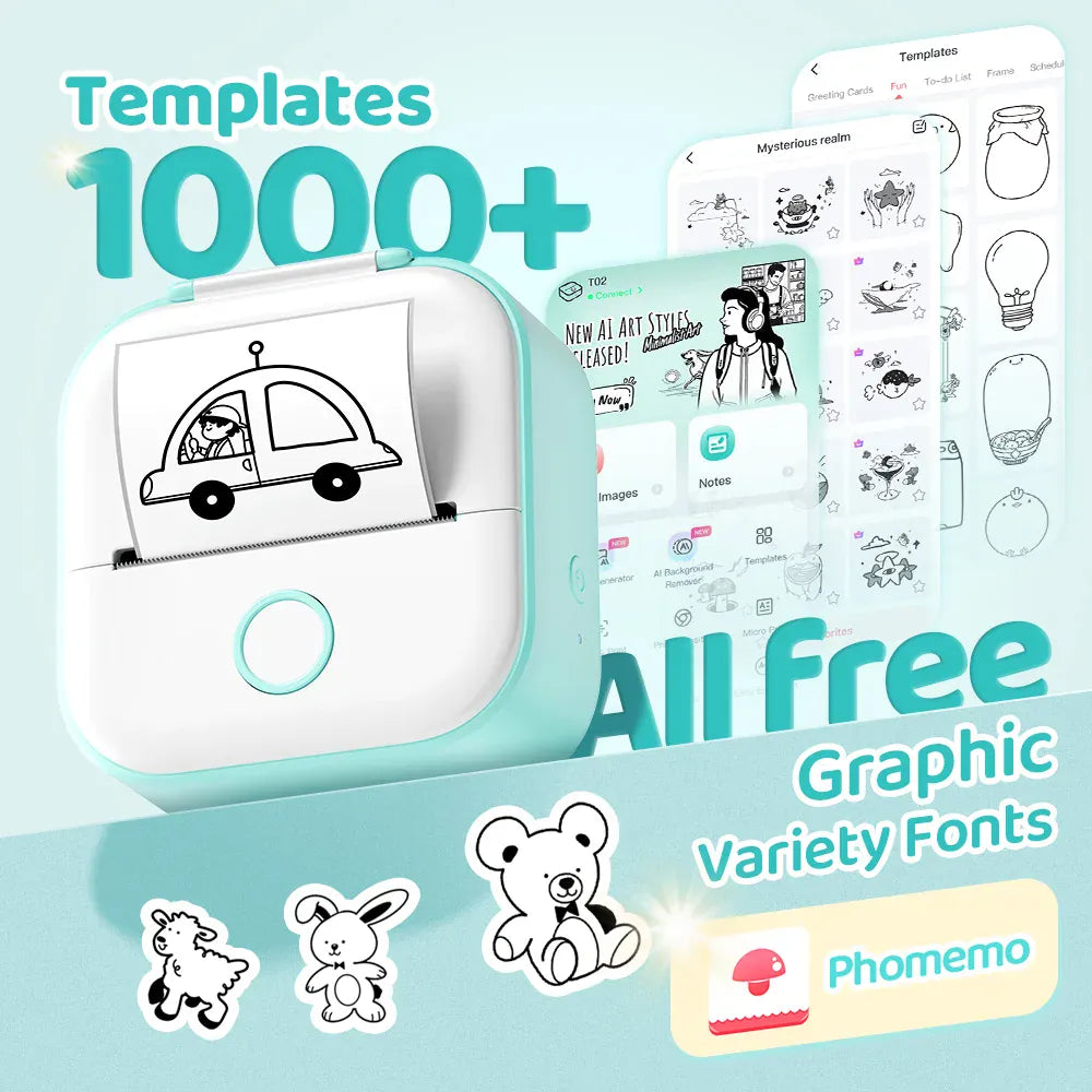 Phomemo T02 Mini Thermal Sticker Printer | Wireless, Inkless, iOS & Android Phomemo T02 Mini Thermal Sticker Printer – Wireless, Inkless & Portable | iOS & Android