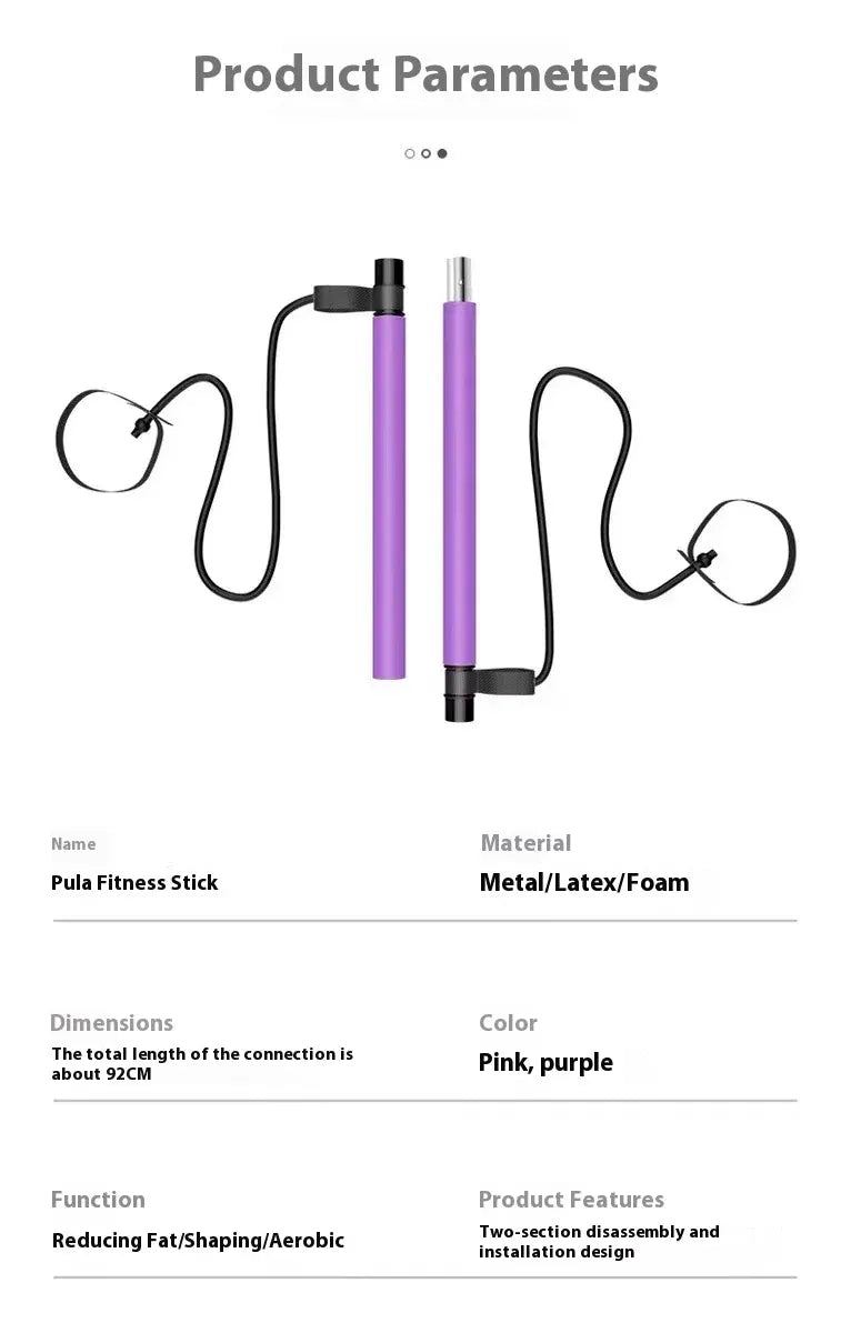 Pilates Stick - Adjustable Fitness Bar for Home Workout, Yoga, Stretching & Toning - Portable Exercise Rod with Elastic Bands Pilates Stick - Adjustable Fitness Bar for Home Workout, Yoga, Stretching & Toning - Portable Exercise Rod with Elastic Bands