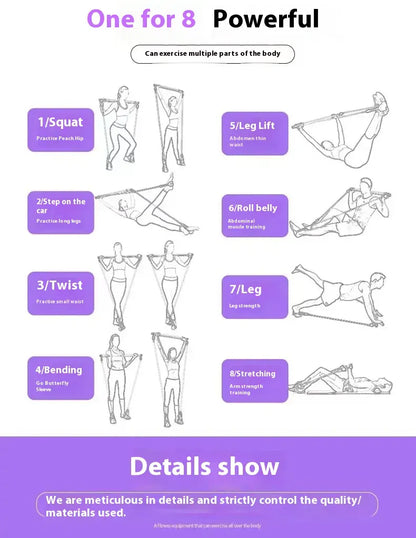 Pilates Stick - Adjustable Fitness Bar for Home Workout, Yoga, Stretching & Toning - Portable Exercise Rod with Elastic Bands Pilates Stick - Adjustable Fitness Bar for Home Workout, Yoga, Stretching & Toning - Portable Exercise Rod with Elastic Bands