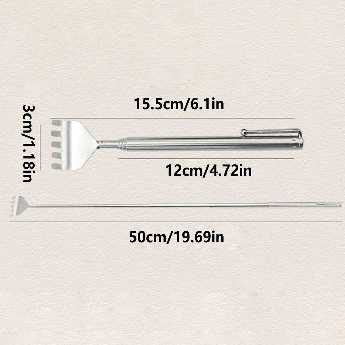 Pocket-Clip Telescoping Back Scratcher | Wahooly Pocket-Clip Telescoping Back Scratcher in Stainless Steel