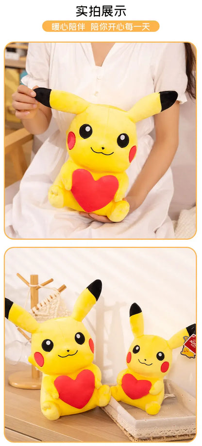 Heart Pikachu Plush 35cm - Cute Pokémon Stuffed Toy | Valentine's Gift Pokemon Heart Pikachu Plushies Cartoon Anime Stuffed Kawaii Ornament Comfortable Soft Doll Children Toy Gift