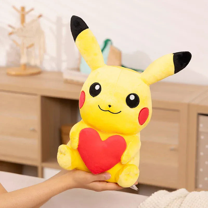Heart Pikachu Plush 35cm - Cute Pokémon Stuffed Toy | Valentine's Gift Pokemon Heart Pikachu Plushies Cartoon Anime Stuffed Kawaii Ornament Comfortable Soft Doll Children Toy Gift