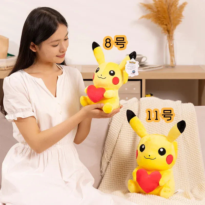 Heart Pikachu Plush 35cm - Cute Pokémon Stuffed Toy | Valentine's Gift Pokemon Heart Pikachu Plushies Cartoon Anime Stuffed Kawaii Ornament Comfortable Soft Doll Children Toy Gift