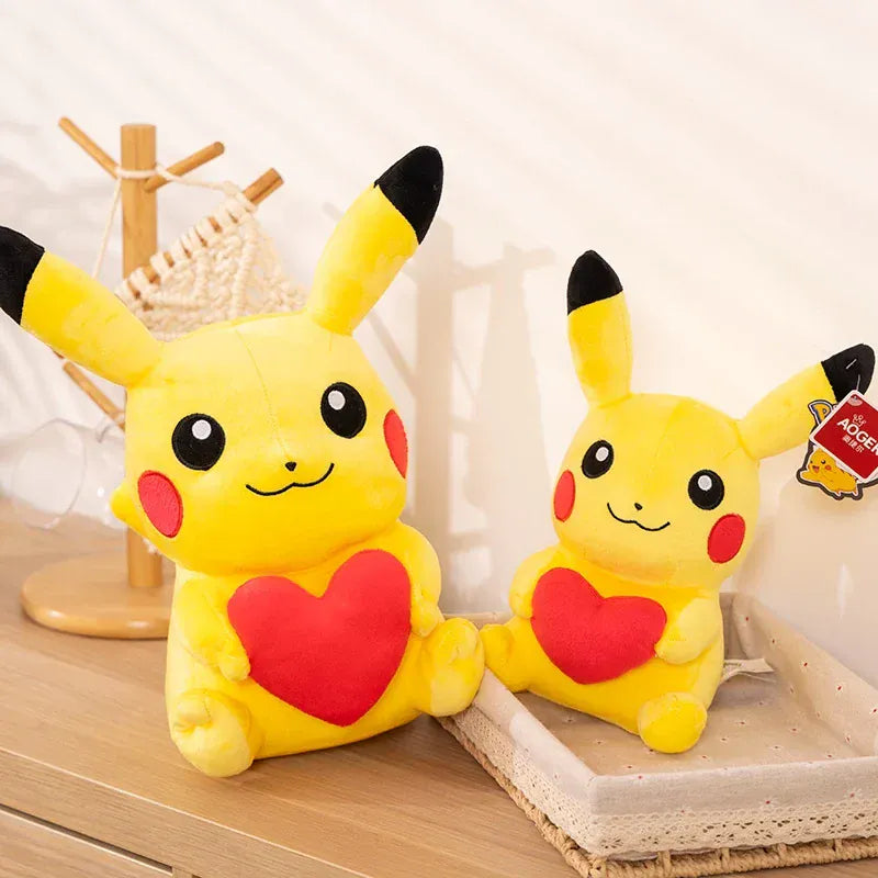 Heart Pikachu Plush 35cm - Cute Pokémon Stuffed Toy | Valentine's Gift Pokemon Heart Pikachu Plushies Cartoon Anime Stuffed Kawaii Ornament Comfortable Soft Doll Children Toy Gift