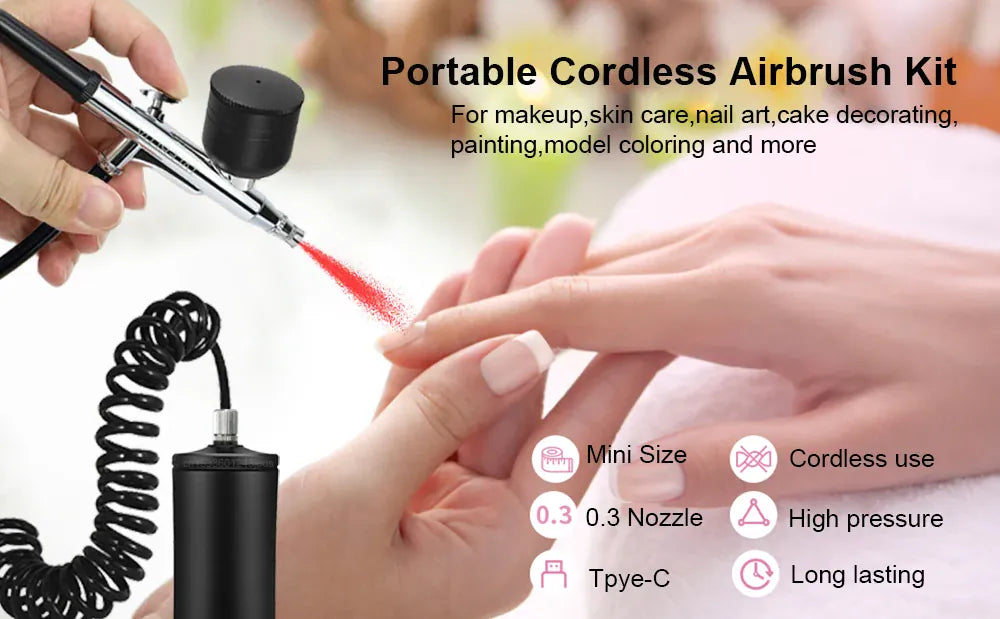 Portable Airbrush Kit with Compressor – 30PSI Cordless Nail Art & Cake Airbrush | Wahooly Portable Airbrush Kit with Compressor – 30PSI Cordless Air Brush for Nail Art, Cake, Tattoo & More