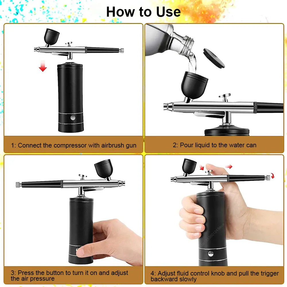 Portable Airbrush Kit with Compressor – 30PSI Cordless Nail Art & Cake Airbrush | Wahooly Portable Airbrush Kit with Compressor – 30PSI Cordless Air Brush for Nail Art, Cake, Tattoo & More