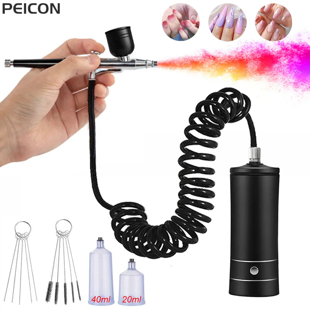 Portable Airbrush Kit with Compressor – 30PSI Cordless Nail Art & Cake Airbrush | Wahooly Portable Airbrush Kit with Compressor – 30PSI Cordless Air Brush for Nail Art, Cake, Tattoo & More