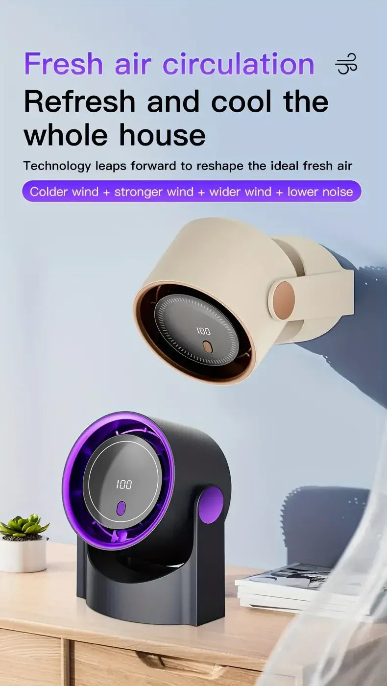 Portable Bladeless Fan 1200mAh Rechargeable 100 Speeds Timer | Wahooly Portable Bladeless Fan – 1200mAh Rechargeable, 100 Speeds, Timer & Wall Mount